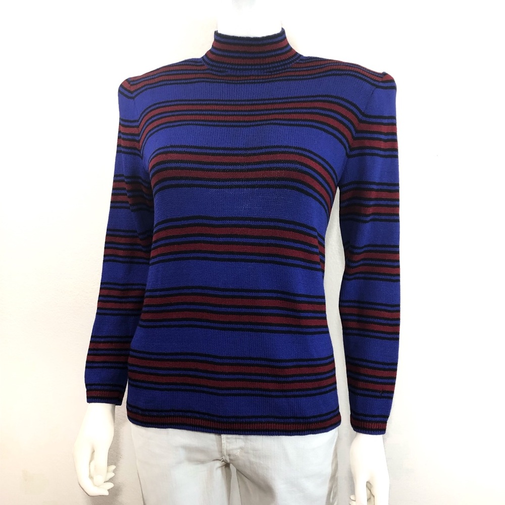 St. John • Vintage Striped Mock Turtleneck Sweater
